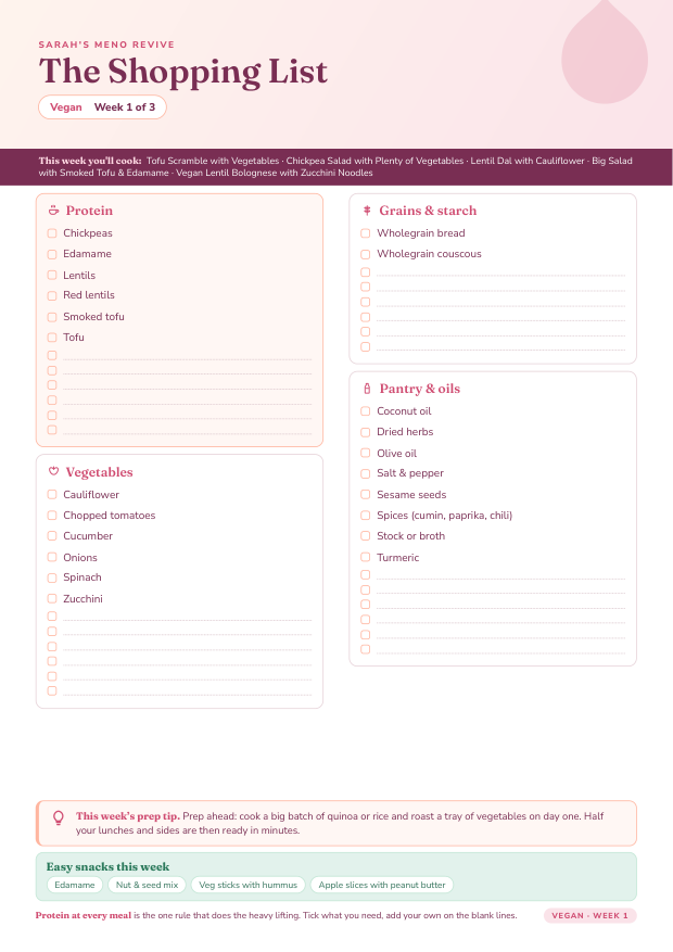 Vegan shopping list preview